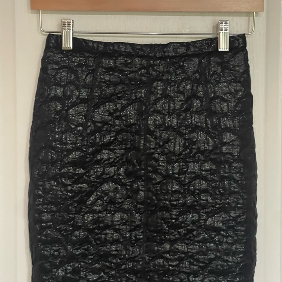 D&G Dolce & Gabbana Black Textured WoolBlend Pencil Skirt Back Zip Silver H/W 38 - Picture 8 of 10